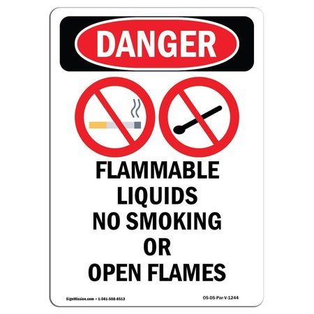 SIGNMISSION Safety Sign, OSHA Danger, 10" Height, Flammable Liquids No, Portrait OS-DS-D-710-V-1244